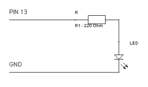 Der Schaltplan zur Lektion 1, Blinkende LED