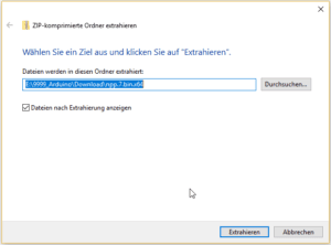 Verzeichnis zum entpacken wählen.