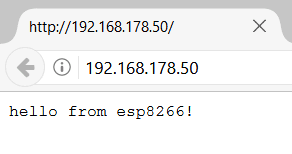NodeMCU Beispiel HelloServer, Ausgabe im Browser 