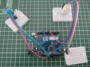 DHT11 (blau) und DHT22 (weiß) am Arduino Leonardo