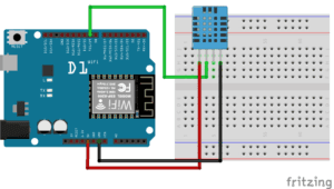 Aufbau, Wemos D1 R2 mit DHT11 Sensor