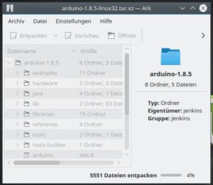 Entpacken der Datei