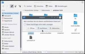 Starten der Arduino IDE mit der Datei 