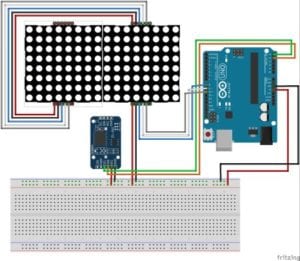 Anschlussplan für MAX7219 LED Matrix Uhr mit RTC