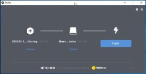 Programm Etcher zum schreiben eines Betriebssystems auf die SD Karte.