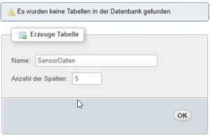 Erzeugen einer Tabelle über phpMyAdmin
