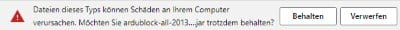 Meldung aus Google Chrome für die Dateiendung *.jar