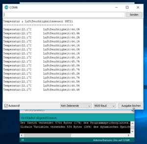 SHT21 Sensor - Ausgabe auf dem seriellen Monitor
