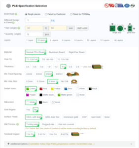 PCBWay - PCB Specification Selection