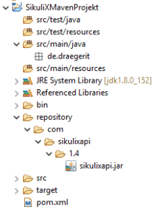 Ordnerstruktur - Ablage der lokalen JAR Datei für Apache Maven