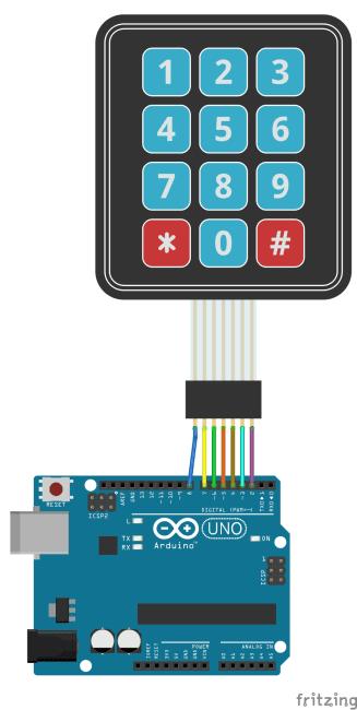 3x4 Matrix Folientastatur am Arduino UNO