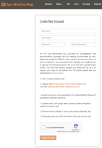 OpenWeatherMap - erstellen eines Accounts