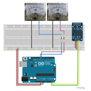 Schaltung - RTC DS3231 und Drehspulinstrumente am Arduino UNO