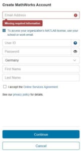 ThingSpeak Registrieren eines neuen Benutzers