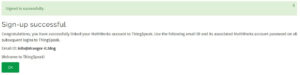 Thingspeak - Anmeldung erfolgreich