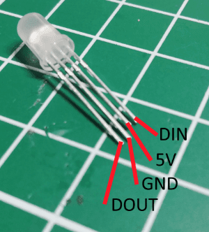 Pinout einer 5mm, WS18B20 RGB LED