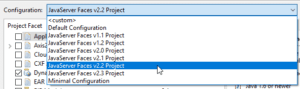 Auswahl der Konfiguration für ein JSF 2.2 Projekt