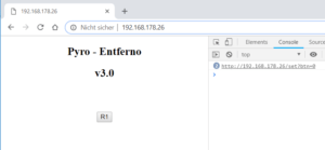 Webseite mit Schaltfläche für ein Relais