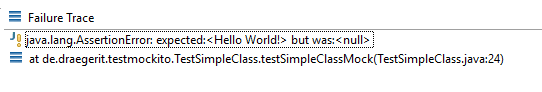 JUnit Testfall mit Mockito - Fehlermeldung