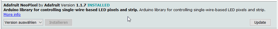 Eintrag im Bibliotheksverwalter in der Arduino IDE