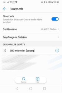 micro:bit als Bluetoothgerät verbunden