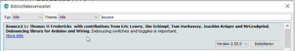Arduino IDE - Bounce2 Bibliothek
