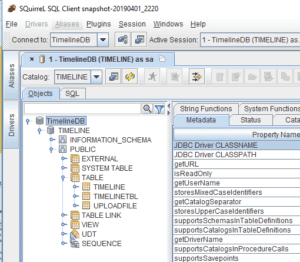 SQuirreL - Struktur der Datenbank Timeline