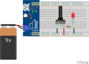 einfach Schaltung: Drehpotentiometer & LED