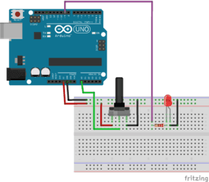 Schaltung: Drehpotentiometer am Arduino UNO