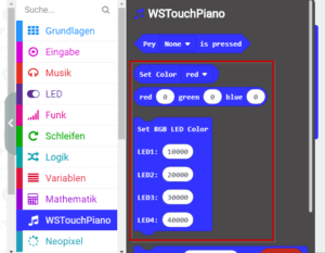 Module zum steuern der 4 NeoPixel am Piano Board