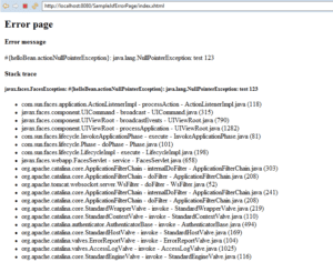 Fehlerseite mit StackTrace