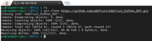 Raspberry PI - herunterladen der Sourcen der Adafruit DHT Bibliothek mit 