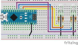 Aufbau der Schaltung - Dual Color LED am Arduino Nano