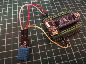 Arduino Nano V3 auf Erweiteurngspaltine mit nRF24L01 Modul und DHT11 Sensor