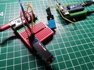 Daten des DHT11 Sensors per nRF24L01 Modul auf einem OLED Display angezeigt