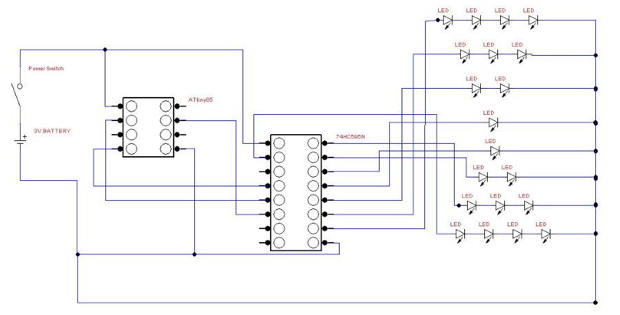 elektrischer Schaltplan - einfache LED Sanduhr