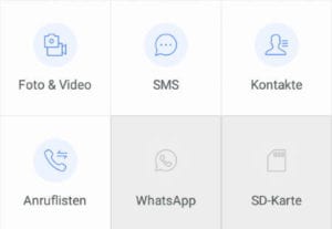 aktive Kacheln auf der Startseite der Android App 