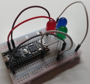 Aufbau der Schaltung - BLE-Nano mit 3 LEDs