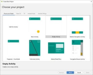 Android Studio - wählen eines Projektes