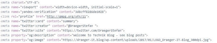 Meta-Daten zu meinem Blog