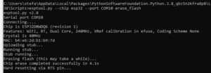 löschen des Flashspeichers auf dem ESP32 mit esptool.py