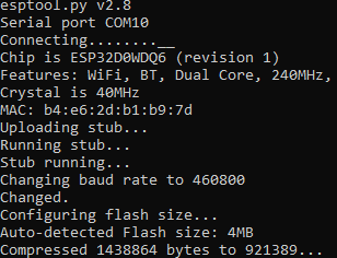 ESP32, flash mit esptool.py