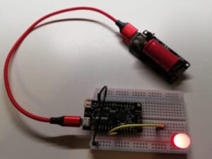 ESP32 mit 10mm LED am LiPo 16340 (2500mAh) Shield