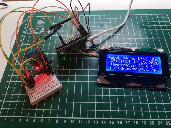 Aufbau - BMP280, RTC DS3231 und LCD Display am Arduino Mega 2560 Pro Mini
