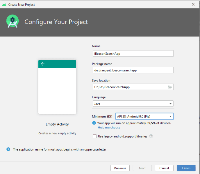 Eigenschaften zum Projekt setzen