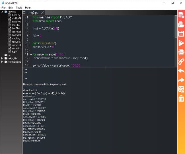 IDE upyCraft - Gas Sensor MQ-9