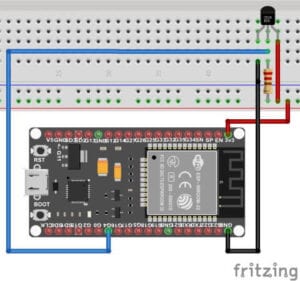 Schaltung - digitaler Temperatursensor DS18B20 am ESP32