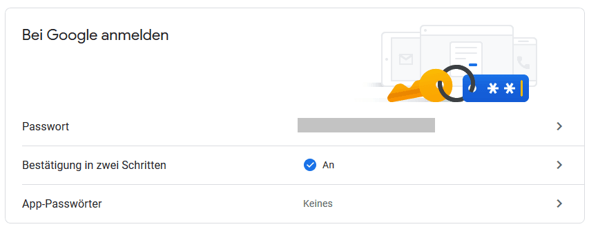einrichten des App-Passwortes
