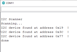 Ausgabe des I2C Scanners auf dem seriellen Monitor der Arduino IDE