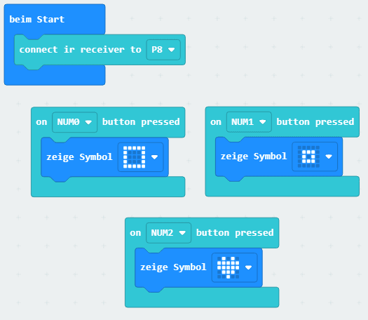 MakeCode - einfaches Programm zum steuern der LED Matrix mit der IR Fernbedienung